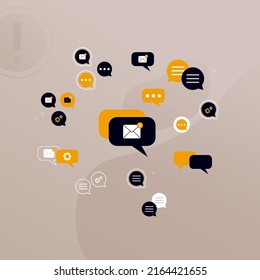 Set of notification icons, chat, correspondence, messenger, message, letter. Speech bubble vector icon for apps and websites