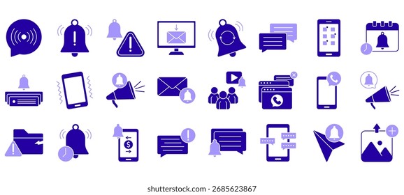 Conjunto de iconos o símbolos de notificación Vector de archivo totalmente editable.