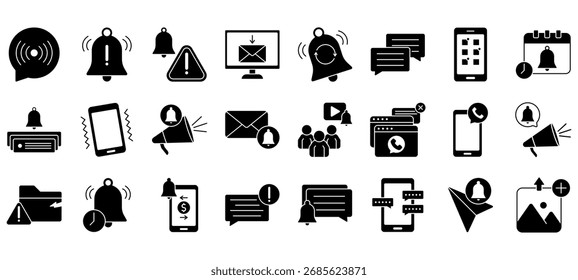 Conjunto de iconos o símbolos de notificación Vector de archivo totalmente editable.