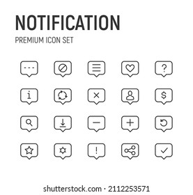 Set von Symbolen der Benachrichtigungszeile. Premium-Paket von Zeichen im trendigen Stil. Pixel perfekte Objekte für UI, Apps und Web. 