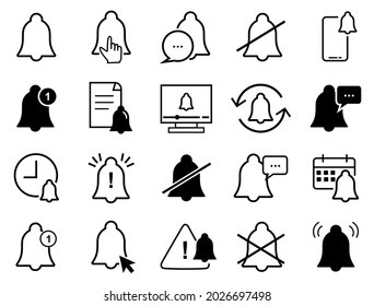 Conjunto de iconos vectores relacionados con la notificación. Contiene iconos como Silencio, Aviso y más. fácil de editar y cambiar de color