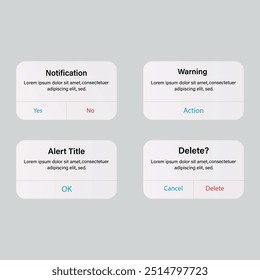 Set Of Notification Template Vector Design.