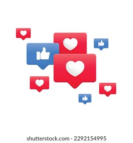 Set of notifications for social networks and apps. UI design. Vector illustration.