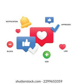 Set of notifications for social networks and apps. UI design. Vector illustration.