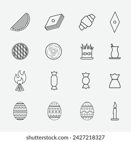 Set of Novruz symbols- Azerbaijan traditional holiday symbols line icons. Modern solid symbol collection. linear style symbols vector eps10 svg
