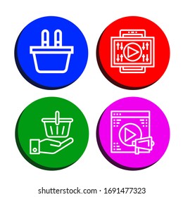 Set of now icons. Such as Shopping basket, Video , now icons