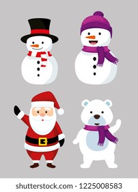 set nowmen with now bear and santa claus