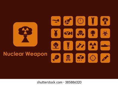 Set of nuclear weapon simple icons