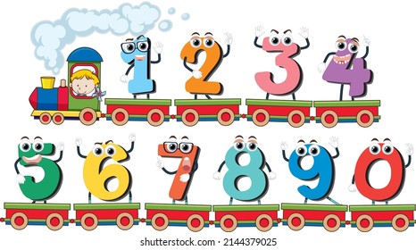 Set of number 0 to 9 for kids illustration