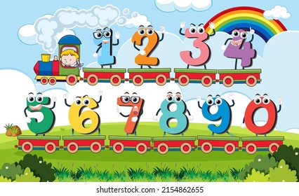 Set of number 0 to 9 for kids illustration