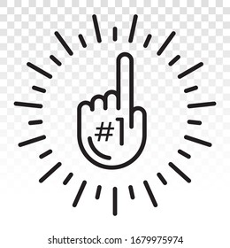 set of number 1 (one) fan hand glove with finger raised flat vector icon on a transparent background.