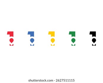 set of number 1 position pointer symbol icon design vector isolated transparent background