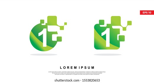 set of number 1 technology logo. modern icon, template design