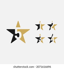 Set Number 1,2,3,4,5 Star Logo Template