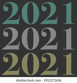 Un conjunto de números 2021, el año del señor con patrón de tiras dentro del número. Concepto sobre aniversarios, anuales, celebraciones, etc.