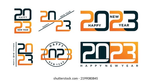 Set of number 2023 logo design bundle for new year with unique creative concept Premium Vector