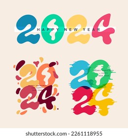 Set of number 2024, with a sleek and modern design. Premium design for 2024 New Year celebration and greeting. Isolated on white background. Vector illustration.