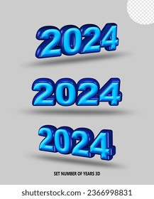 set number 2024 of year 3D render