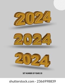 set number 2024 of year 3D render