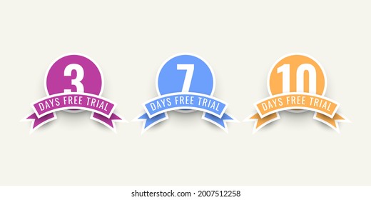 Set Number 3, 7, 10  Days Free Trial Illustration template design