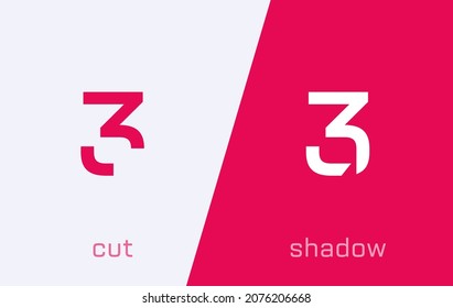 Set of number 3 minimal logo icon design template elements