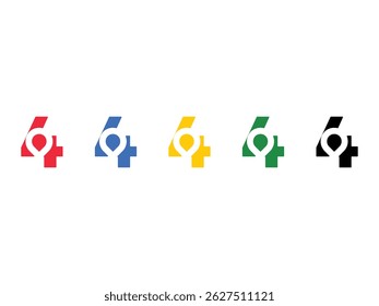 set of number 4 position pointer symbol icon design vector isolated transparent background