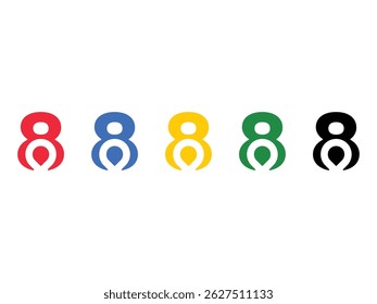 set of number 8 position pointer symbol icon design vector isolated transparent background