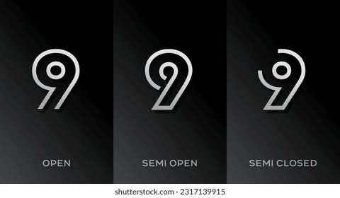 Set of number 9 logo icon design template elements