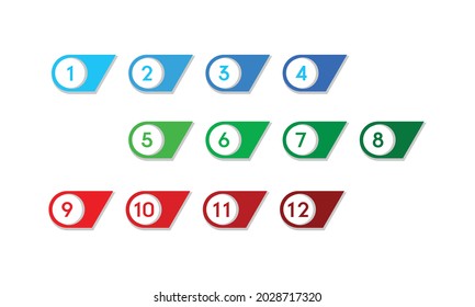 Set of number bullets templates for business infographic, Presentation dividing marks, or signs.