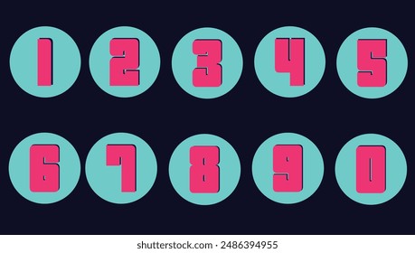 Set of number in circle shape for list and mathematical illustration