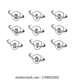 Set number combine circle icon template vector