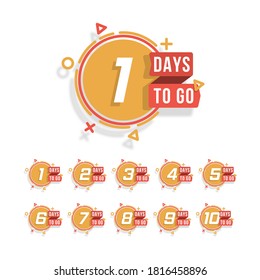 Set of number days to go countdown. Countdown 1 to 10, days left label or emblem can be used for promotion, sale, landing page, template, ui, web, mobile app, poster, banner, flyer. Vector.