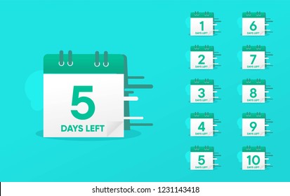 Set Of Number Days Left Countdown Vector Illustration Template, Can Be Use For Promotion, Sale, Landing Page, Template, Ui, Web, Mobile App, Poster, Banner, Flyer