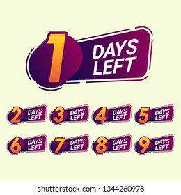 Set Of Number Days Left Countdown Template For Promotion, Sale, Poster, Banner, Flyer. Vector Illustration