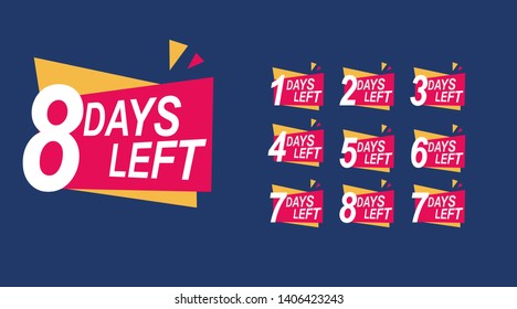 set of number days left countdown vector illustration template, can be use for promotion, sale, landing page, template, ui, web, mobile app, poster, banner, flyer