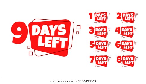 set of number days left countdown vector illustration template, can be use for promotion, sale, landing page, template, ui, web, mobile app, poster, banner, flyer