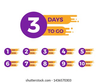 Set of number days left countdown for promotion, sale banner, reminder app, web banner, landing page
