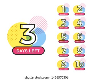 Set of number days left countdown badge