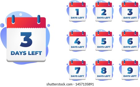 set of number days left countdown vector illustration template, can be use for promotion, sale, landing page, template, ui, web, mobile app, poster, banner, flyer