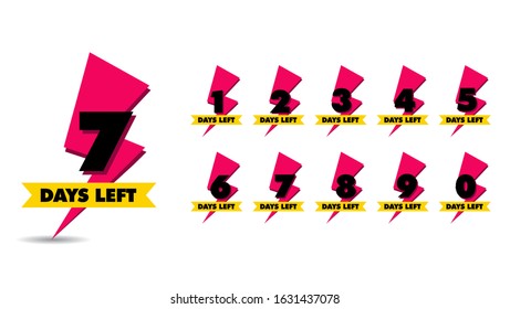 Set of number days left countdown with thunderbolt vector illustration template, can be use for promotion, sale, landing page, template, ui, web, mobile app, poster, banner, flyer
