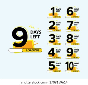 Set of number days left countdown for promotional banner Premium Vector