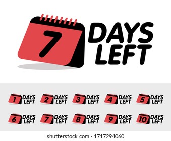 set of number days left countdown vector illustration template, can be use for promotion, sale, landing page, template, ui, web, mobile app, poster, banner, flyer.