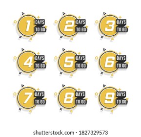 Set of number days left countdown. Countdown 1 to 10, days to go label or emblem can be used for promotion, sale, landing page, template, ui, web, mobile app, poster, banner, flyer. Vector.