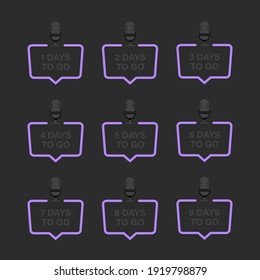 Set of number days left countdown on black background. Vector illustration template. Can be use for promotion, sale, landing page, template, poster, banner.