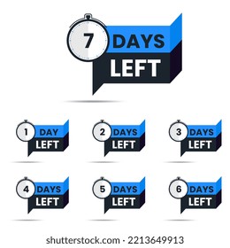 set of number days left countdown timer vector illustration template