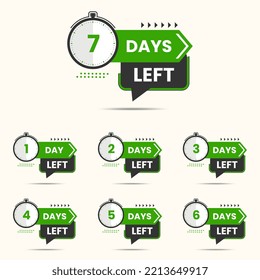 set of number days left countdown timer vector illustration template
