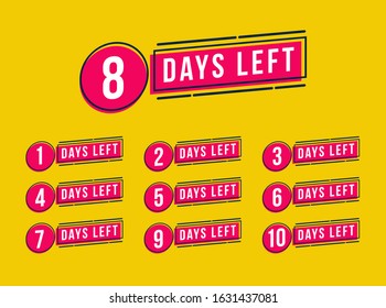set of number of days left with memphis style badge for sale or promotion, sale, landing page, template, ui, web, mobile app, poster, banner, flyer