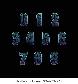 Set of Number with Fingerprint Texture Logo Design Template Inspiration, Vector Illustration.