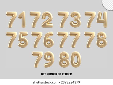 set of number gold style colection