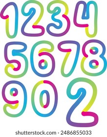 set number, gradient color 3d numbers. Symbol set. Vector illustration